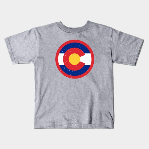 Retro Colorado State Flag // Vintage Colorado Grunge Emblem Kids T-Shirt by Now Boarding